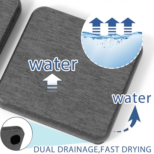 4PCS Water Absorbing Stone Tray, Quick Drying Diatomite Stone Sink Tray, Water Absorbent Diatomite Coasters Used for Hand Soap Dispenser Toothbrush Sponges Holders in Bathroom Counter and Kitchen Sink - color: Dark Gray