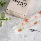 Taper Candles,10 inch 2pc White Tapered Candles with Red Rose Printed, Unscented and Smokeless Long Burning Candles,Tall Candlesticks with Cotton Wicks,Ideal for Weddings, Home Décor - style: Red Rose