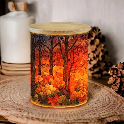 Stained Glass Sika Deer Tealight Candle Holder Animal Full Wrap Tea Light Candle Jar Flickering Tea Light Inspiration Home Decoration, LED Tealight Candleholder for Birthday, Christmas - color: Sika Deer