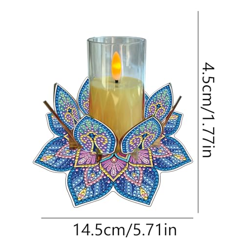 DIY Diamond Art Painting Candlestick Holders 5.71in Mandala Flower Shape Desk Candle Tray Tabletop Ornaments for Wedding Ramadan Party Home Table Centerpiece-Mandala07 - color: Mandala07