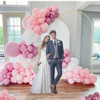 6.6FT Arch Backdrop Stand and Arch Cover Set, Gold Metal Arch Stand Backdrop with White Arch Stand Cover Ideal for Weddings, Birthday Parties, Baby Showers, Celebration Decorations - size: 6.6 FT