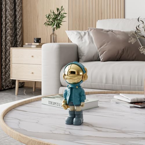 EZ4ENCE Small Figurine Statue Astronaut Sculpture Decor,Sculpture for Home Decor,Arts Blue Shelf Decoration,Cool Metal Mask Table Decor,Mini Ornament - color: Blue, size: Medium