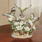Touch of Class Dancing Hummingbirds and Magnolias Birds Table Sculpture Ivory and Green | Floral Flower Designs