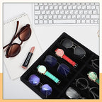 Batiyeer Sunglasses Organizer Storage Tray 10 Grids Eyewear Watch Holder Display Stackable Ice Velvet Tray Women(Black,2 Pcs) - color: Black