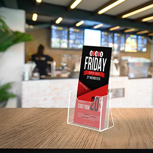 NIUBEE Acrylic Brochure Holder for 4’’ Trifold Pages, 50% Thicker Countertop Acrylic Literature Holder Plastic Flyer Display Stand for Magazine, Pamphlet, Booklets, Menu, Journals, 6 Pack - size: 4" x 6", style: 6 Pack