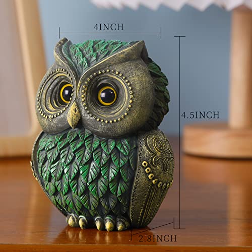 Artpaul Owl Decorations for Home Small Owl Decor Figurines Shelf Decor Home Office Living Room Decorations Birthday Gifts (Green) - color: Style2-green