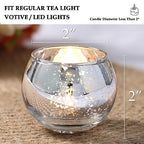 Volens Round Silver Votive Candle Holders, Mercury Glass Tealight Candle Holder Set of 12 - color: Silver