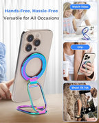 SUPERONE [2025 Upgraded] Mag Safe Phone Ring Holder, Adjustable Magnetic Kickstand & Removable Phone Grip Compatible with Wireless Charging Only for iPhone 17 & 16 & 15 & 14 & 13 Series (Colorful) - color: Colorful