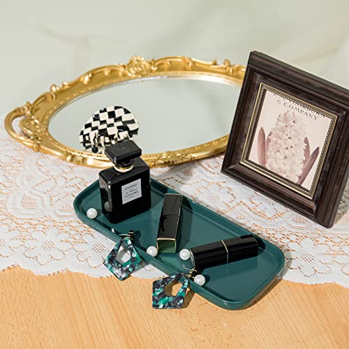 Ceramic Bathroom Tray,Kitchen Sink Organizer Tray,Cosmetics Holder (Blackish Green) - color: Blackish Green