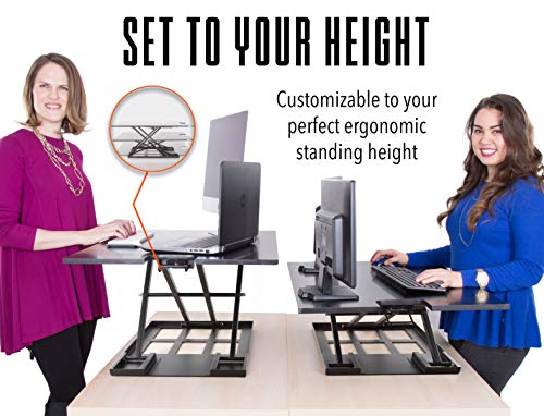 Stand Steady X-Elite Pro XL, Ergonomic Adjustable Height Standing Desk Converter, Extra Large Sit to Stand Laptop Desk Riser, Easily Fits 2 Computer Monitors, Raises Desk Height 7 to 16-inches (Black)