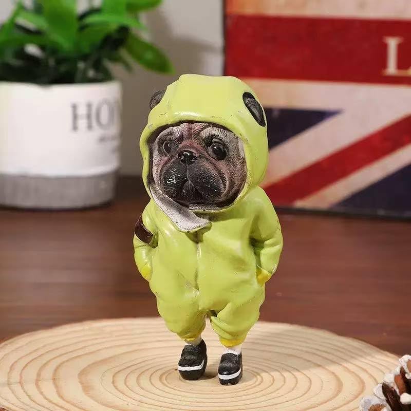 Cute Resin Backpack Dog Statue Crafts Living Room Desktop Decorations,Handmade Casual Small Resin Animal Statue Ornament Home Decor Green - color: Green a