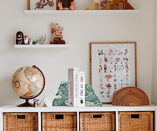 AMOYSTONE Kitchen Bookshelf Organizer | Natural Green Mica Stone Bookends 4-6LBS Heavy Base | Energy Crystal & Easy to Clean - color: Green, size: 4-6 Pounds