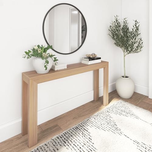 Plank+Beam Modern 56 Inch Console Table, Solid Pine Wood Entryway Table, Narrow Sofa Table for Hallway or Living Room, Blonde - color: Blonde, size: 56 Inch
