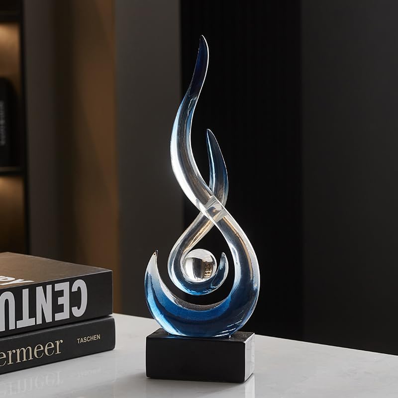 Modern Abstract Art Table Decoration,Resin Flame Statue Modern Blue Centerpiece Ornaments for Living Room Great Gift Idea Home Decor,Collectibles - color: Bule