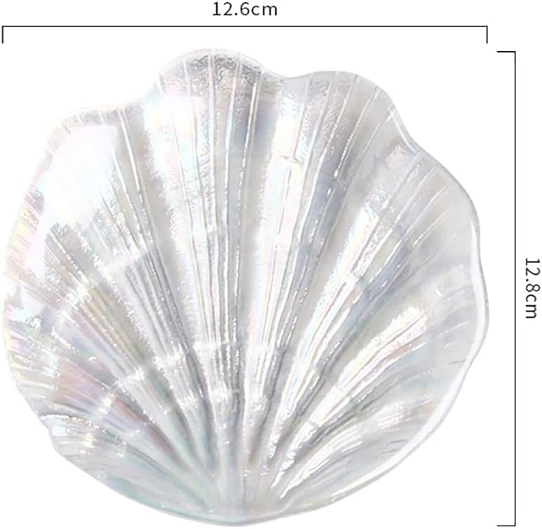 Glitter Glass Jewelry Dish Tray Sparkle Iridescent Seashell Shell Soap Dish Jewelry Organizer for Women Girls Jewelry Trays Jewelry Boxes and Organizers