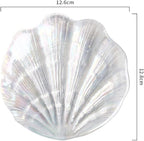Glitter Glass Jewelry Dish Tray Sparkle Iridescent Seashell Shell Soap Dish Jewelry Organizer for Women Girls Jewelry Trays Jewelry Boxes and Organizers