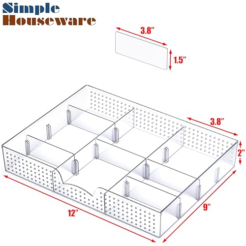 Simple Houseware Drawer Organizer Tray with 9 Adjustable Compartments, Clear - color: Clear, size: 1 Pack