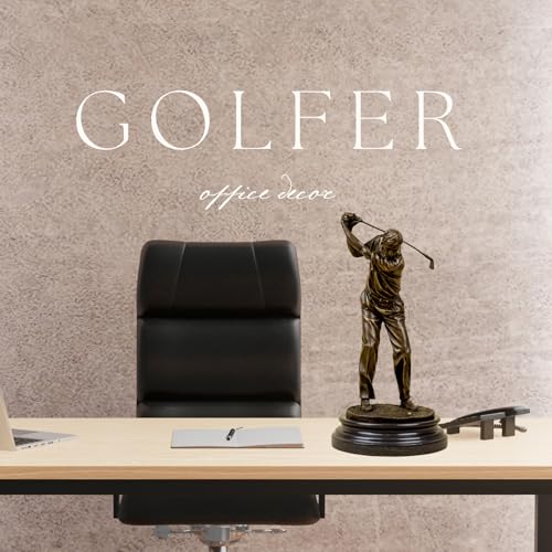 12.6'' Golf Man Bronze Statue, Classical Golfer Bronze Figurine Sculpture Ornament with Marble Base Modern Art Crafts for Home Office Decor Gift - size: 12.6" Man