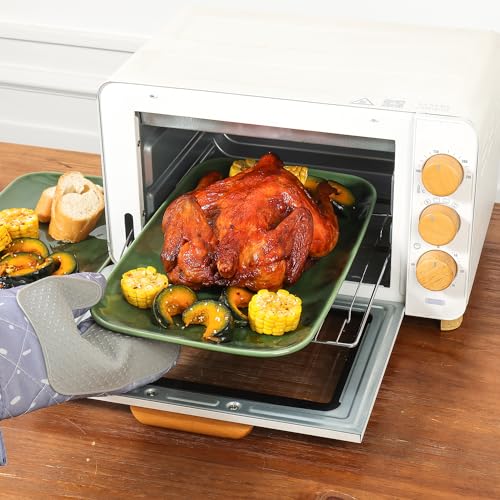 vicrays Ceramic Rectangle Serving Platters - 14" 12" 10" Porcelain Serving Trays Plates for Party BBQ Appetizers Sushi Dessert - Microwave Oven and Dishwasher Safe - Set of 3 Green - color: Green