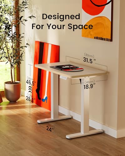 ErGear Height Adjustable Electric Standing Desk, 32 x 19 Inches Sit Stand up Desk, Memory Computer Home Office Desk, Natural - color: Natural, size: 31.5 x 18.9 Inches