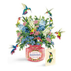 Freshcut Paper Pop Up Cards, Hummingbird Oasis, 12 Inch Life Sized Forever Flower Bouquet 3D Popup Greeting Card, Birthday Cards, Thank You Card, Blank Notecard & Envelope - color: Hummingbird Oasis, size: Classic