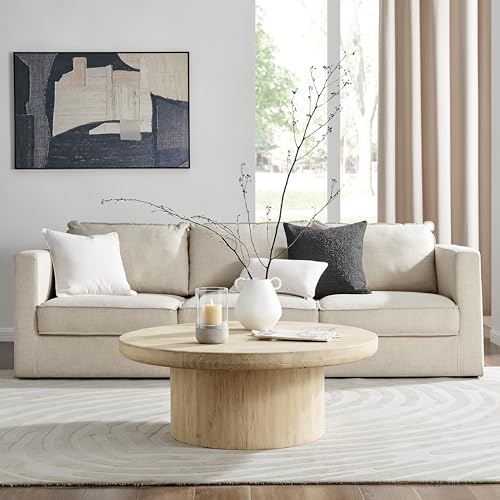 Danya B. Modern Cool Gray Cement Base and Glass Pillar Hurricane Candle Holder (Small)