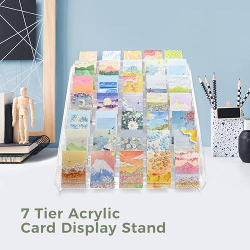7 Tier Acrylic Card Display Stand, Nail Polish Organizer Clear, Case Makeup Organizer, Baseball card display Essential oil storage rack