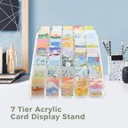 7 Tier Acrylic Card Display Stand, Nail Polish Organizer Clear, Case Makeup Organizer, Baseball card display Essential oil storage rack