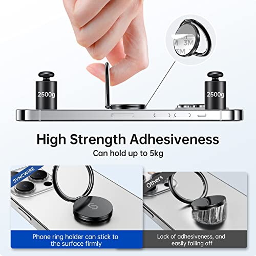 Syncwire Cell Phone Ring Holder Stand, 360 ° Rotation Finger Ring Kickstand Polished Metal Phone Grip Compatible with iPhone, Samsung, LG, Sony - color: Black, size: 1 Pack