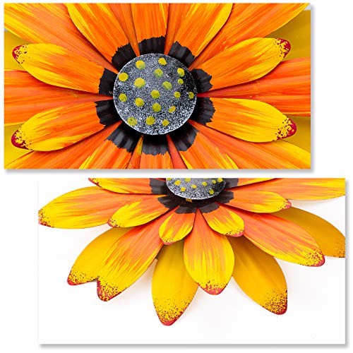 EASICUTI Sunflower Metal Flowers Wall Decor Metal Wall Art Decorations Hanging For Indoor Outdoor Home Bathroom Kitchen Dining Room Bedroom Porch Hallway Or Wall Sculptures 12 Inch - color: Yellow Daisy