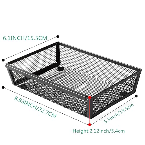 Mesh Tray Silverware Drawer Organizer, Utensil Cutlery Tray Office Supplies with Interlocking Arm Drawer Dividers Organizer for Flatware, Knives,Home,Office, School,Bedroom 9X6＂Black - size: 3 Pack 9"x6" Black Metal