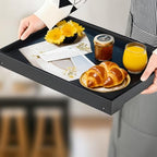 Bamboo Bed Tray Table with Folding Leg, Breakfast in Bed Tray for Eating,Kitchen Serving,Food, Sofa, Snacking or Working, Laptop Desk Dinner(1, Black) - color: Black