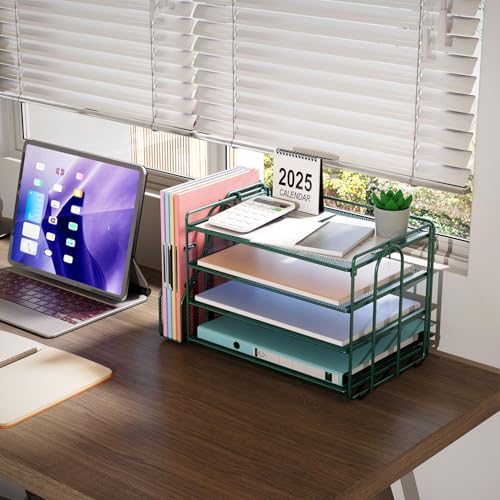 gianotter 4-Tier Paper Organizer With Magazine Holder, Desk Organizers and Accessories, Desk Accessories & Workspace Organizers, File Organizer for Office Supplies Storag (Green, 4-Tier) - color: Green, size: 4-Tier