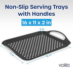 Food Trays for Eating on Couch - 2 Pack - Non Slip Dinner Trays for Eating Set of 2 Non Slip Serving Tray and Food Tray with Handles (Black) - color: Black - 2 Pack