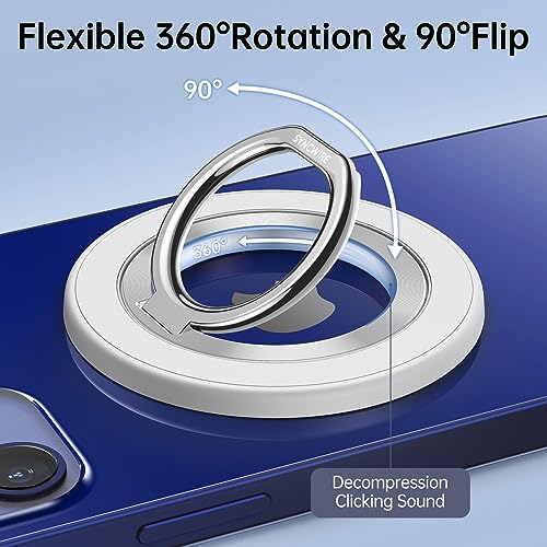 SYNCWIRE Magnetic Phone Ring Holder for MagSafe, 360° Rotation Cell Phone Grip Stand Finger Ring Kickstand Two-Sided Magnet Compatible with iPhone 17 Pro Max 16 15 14 13 12 MagSafe Accessories - color: Single Ring-1PCS-White