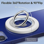 SYNCWIRE Magnetic Phone Ring Holder for MagSafe, 360° Rotation Cell Phone Grip Stand Finger Ring Kickstand Two-Sided Magnet Compatible with iPhone 17 Pro Max 16 15 14 13 12 MagSafe Accessories - color: Single Ring-1PCS-White