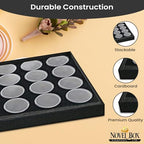 Novel Box Jewelry Display Tray Black Plastic 8.25 x 14.75 x 1 Large Jewelry Tray with 24 Gem Jars Insert | Rectangular Display Trays for Collectibles | Rock Collection Tray | Gem Display Tray - color: 24-Gem Jars Black Foam Liner, size: Plastic Tray: 8.25