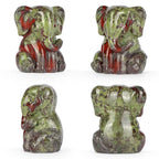Crystal Elephant Figurine 1.5" Dragon Bloodstone Cute Animal Statue for Women Paperweight Hand Carved Reiki Healing Sit Elephant Decor for Home, Office