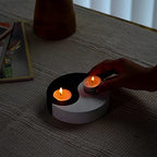 AeraVida Yin Yang Mango Tree Wood Tealight Candle Holders Set of 2 | Handmade Black and White Decorative Candle Holder for Meditation, Home Decor, Wellness, and Spiritual Ambience | 5-Inch Pair
