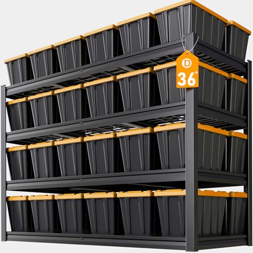 67" W Garage Shelving Heavy Duty, 36" D Garage Shelves, 68" H Adjustable Storage Shelving Unit, Commercial Metal Shelves for Warehouse, Basement, Shop, 67" W x 36" D x 68" H - size: 68"Wx36"Dx68"H | 4 Tier