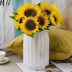 vases White Frosted Glass Vase Modern Home Restaurant Coffee Table Office Desktop Decoration Vase Striped Vase Gift Vase Flower vase(A) - color: A