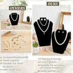 Wenqik 10 Pcs Black Velvet Necklace Display Stand 2 Size 10.9in 8.25in Tall Necklace Easel Display Set Foldable Black Velvet Jewelry Bust Easel for Jewelry Selling Vendors Shows