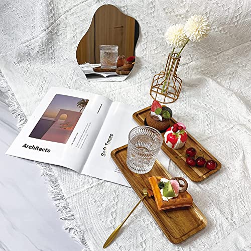 Bathroom Long Vanity Trays, 1PCS Wooden Toilet Tank Storage Tray, Farmhouse Wood Tray Kitchen Living Room Counter Top Organizers for Small Things, Dressing Table Sink Holders 11 x 4 inch - color: Square