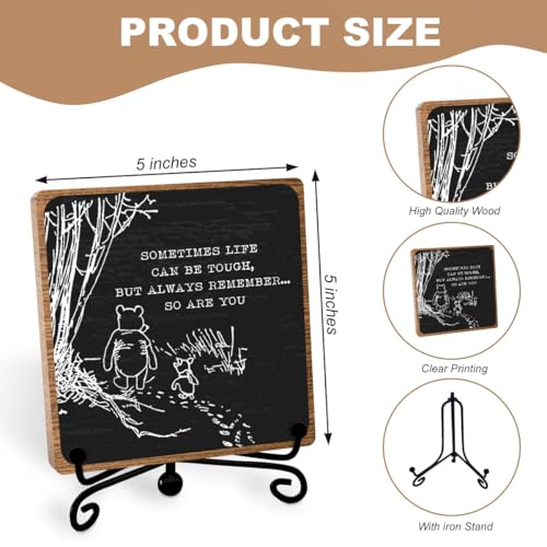 Winnie Inspirational Desk Sign Pooh, Cute Inspirational Gifts for Women Men, Friends Family Apart Gifts, Sympathy Keepsake, Motivational Table Desk Cubicles Accessories Decorations - style: Inspirational Sign 01