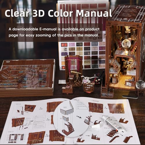 MiniCity Book Nook Kit, DIY Miniature Dollhouse Booknook Kit, 3D Wooden Puzzle Bookend Bookshelf Insert Decor with LED Light for Teens and Adults (Beyond Library) - style: Beyond Library