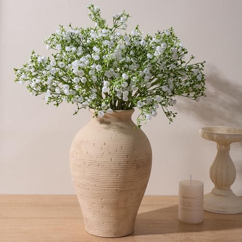 Ceramic Flower Vase Home Decor, 9 in Farmhouse Table Vase Retro Vintage Living Room Kitchen Bedroom Decoration Pottery Decorative Vases for Flowers Shelf Office Coffee Desk Dining Entryway, Rustic - color: 9 in - Rustic