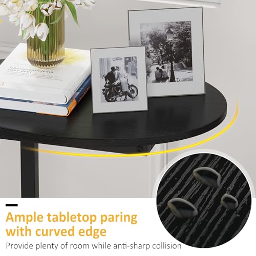 Hosfais Small Side Table End Table, C-Shaped Wood Coffee Table TV Tray for Eating Couch Tables for Small Space, Living Room, Bedroom, Couch (Black 2 Pack) - color: Black, size: Oval 2 Pcs
