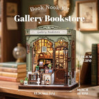 Fsolis Book Nook Kit – Booknook 3D Wooden Puzzles for Adults DIY Miniature Kit Tiny House Gifts for Book Lovers Women（Gallery Bookstore） - style: Gallery Bookstore