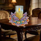 DIY Diamond Art Painting Candlestick Holders 5.71in Mandala Flower Shape Desk Candle Tray Tabletop Ornaments for Wedding Ramadan Party Home Table Centerpiece-Mandala04 - color: Mandala04