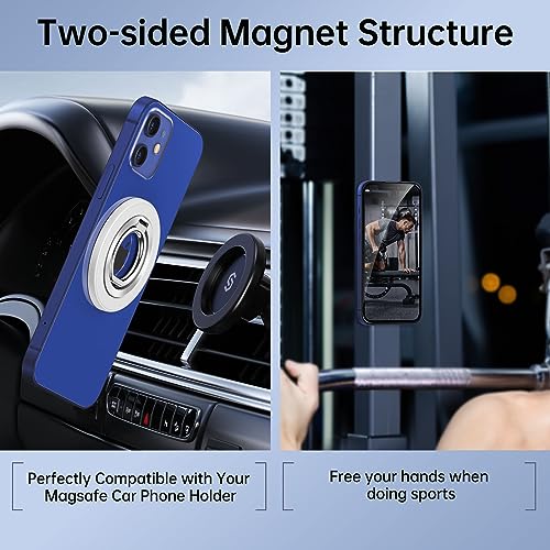 SYNCWIRE Magnetic Phone Ring Holder for MagSafe, 360° Rotation Cell Phone Grip Stand Finger Ring Kickstand Two-Sided Magnet Compatible with iPhone 17 Pro Max 16 15 14 13 12 MagSafe Accessories - color: Single Ring-1PCS-White